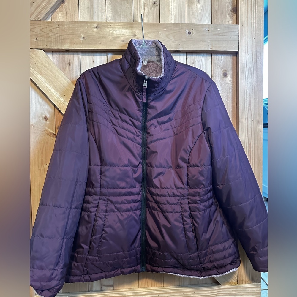 Fleece lined Puffer Jacket in Deep Plum by Free Country